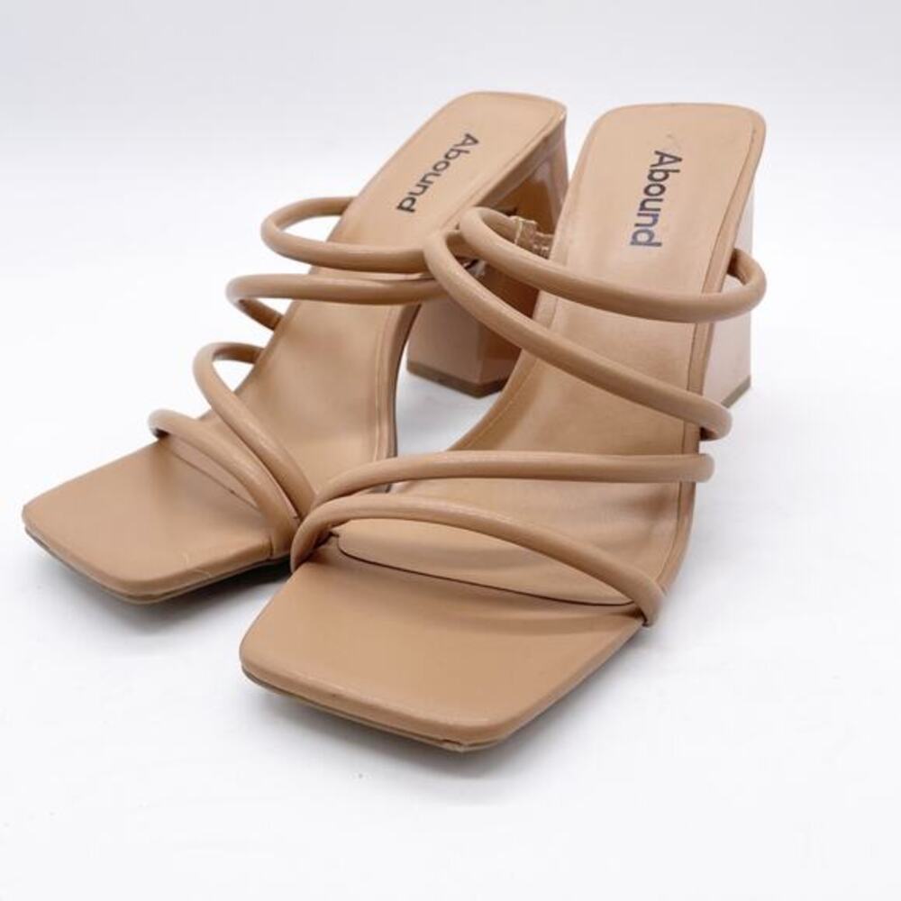 Abound Women's Austyn Strappy Square Toe Block Heel Sandals Tan Size 5.5M
